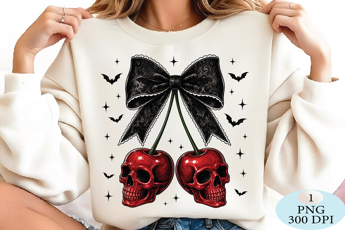 Gothic Skull Cherries Black Bow PNG, a Seasonal Illustration by Daily.Designs (Photo 2 of 5)