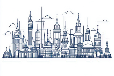 Moscow Skyline Iconic Buildings Arch, an Abstract Photo by Pixeness