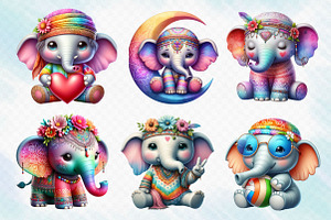 Hippie Cute Elephant Sublimation