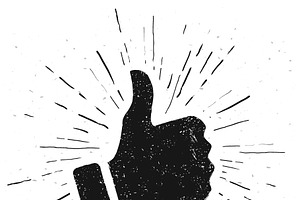 Hand Drawn Thumbs Up Icon, a Solid Icon by Black White Mouse Design