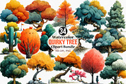 Watercolor Quirky Tree Clipart, an Illustration by Canvas Craft (Thumbnail 1 of 8)