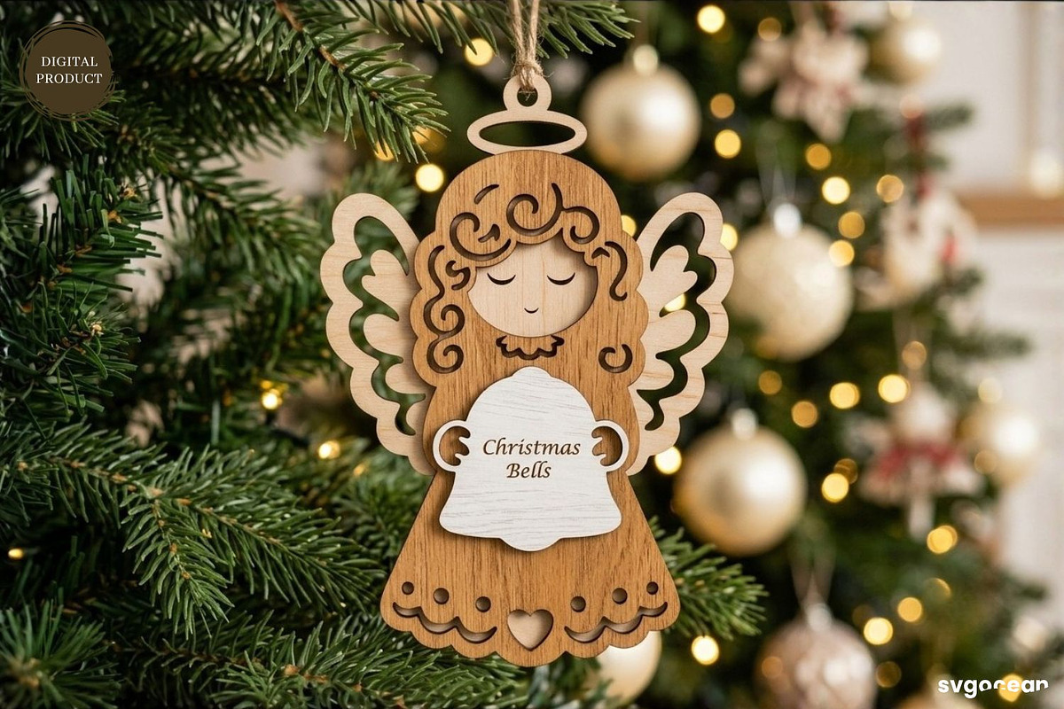 Nativity Angel Ornaments SVG Bundle, a Decorative Illustration by svgocean (Photo 2 of 7)