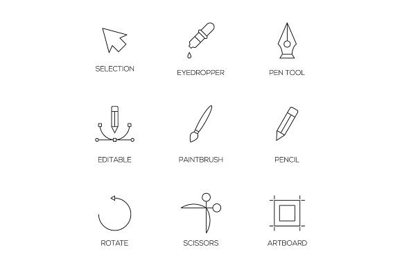 Graphic Designer Tools Outline Icons