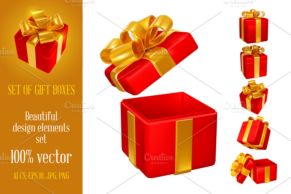 Gift Boxes Set, an Object Illustration by Vector beauty (Photo 1 of 2)