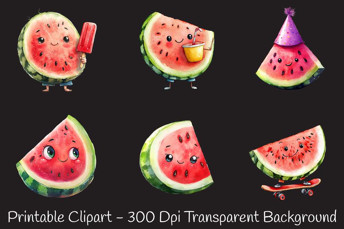Funny Summer Watermelon Clipart, an Illustration by RobertsArt (Photo 5 of 7)