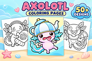 Axolotl Coloring Pages – Volume 2, a Seasonal Illustration by Inkivelle Studio (Thumbnail 1 of 3)