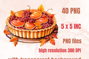 Watercolor Fall Dessert Clipart