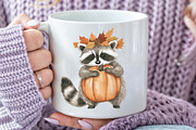 Watercolor Autumn Raccoon Clipart, an Illustration by CraftArtStudio (Thumbnail 5 of 6)