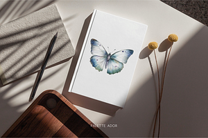 Watercolor White Butterflies