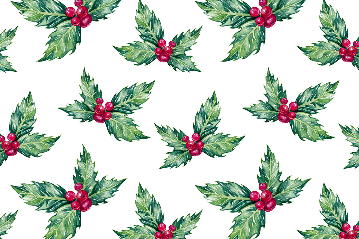 Watercolor Holly Illustrations, a Decorative Illustration by Olga Olmix (Photo 4 of 5)