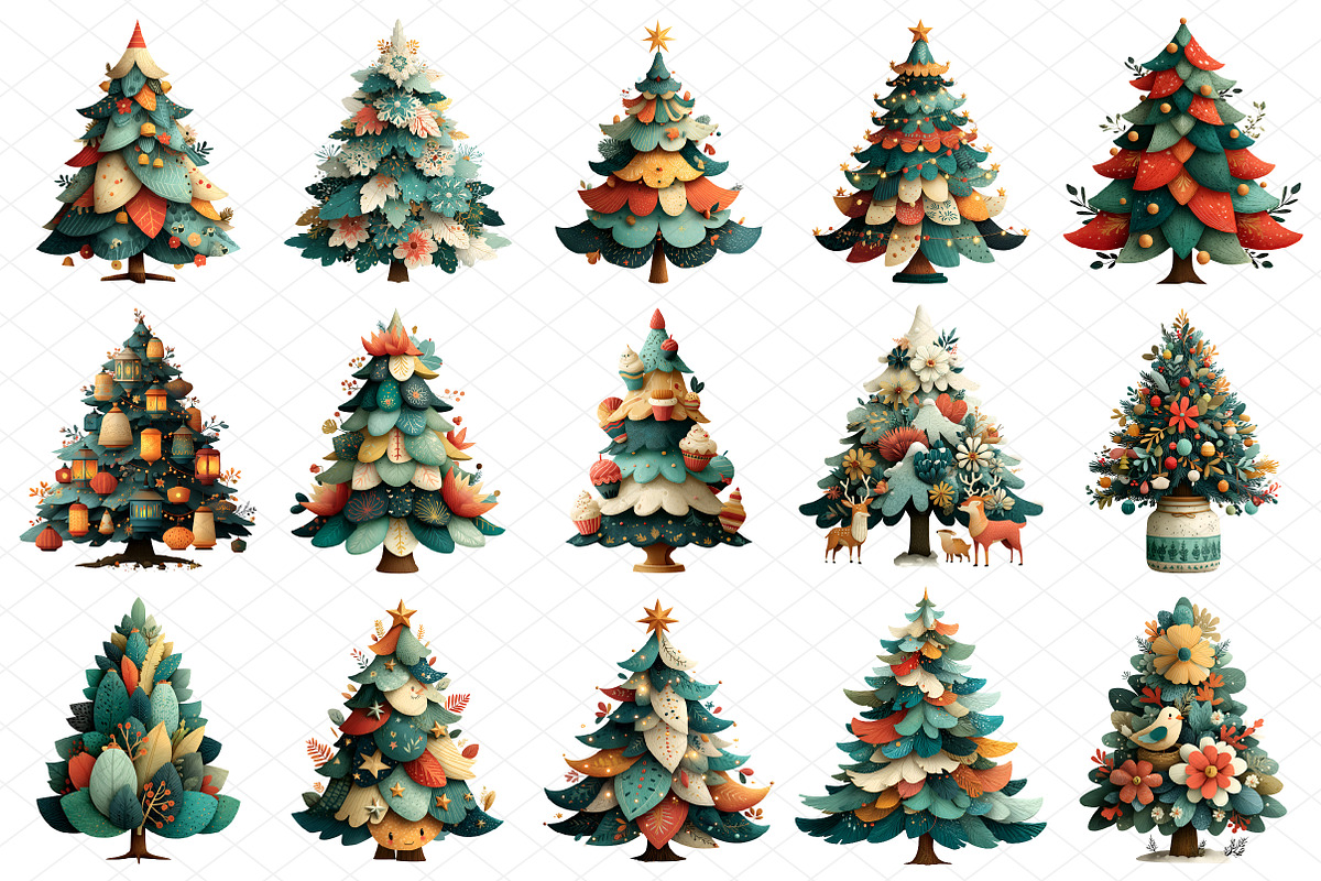 Watercolor Christmas Tree Clipart, an Illustration by cherrydesign (Photo 3 of 4)