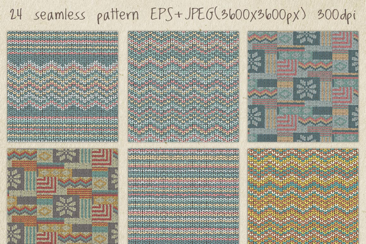 Knit seamless pattern and logo set, a Pattern Graphic by antuanetto (Photo 2 of 8)