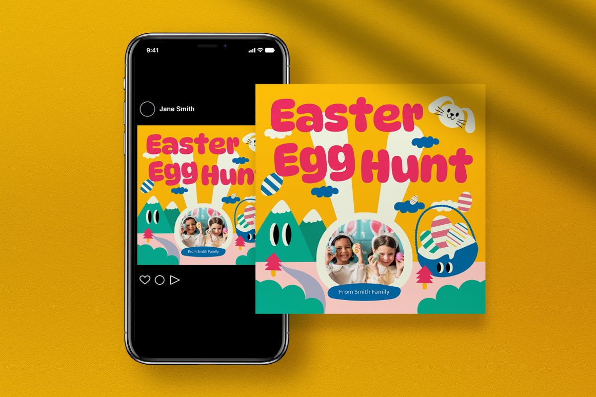 Yellow Easter Egg Hunt Photobooth, a Card Template by graphicook (Photo 4 of 4)