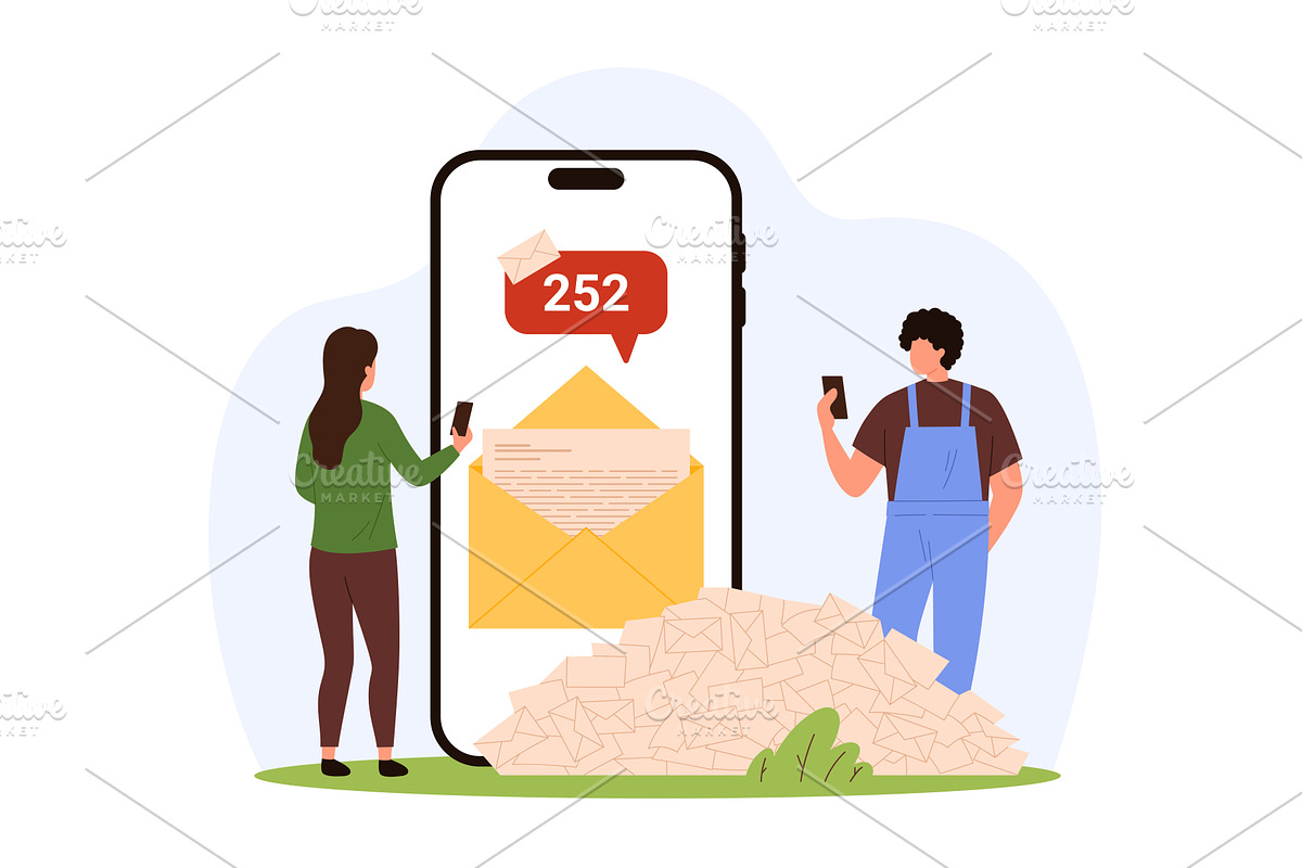 Alert notification of spam, mailbox, a Person Illustration by Flashvector