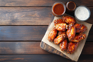 Delicious sauced chicken wings serve, a Photo by Iftikhar Alam