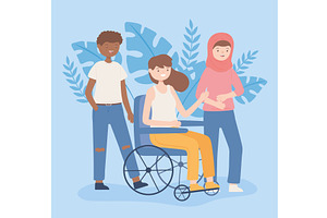 multicultural and disabled people, a Person Illustration by studiogstock