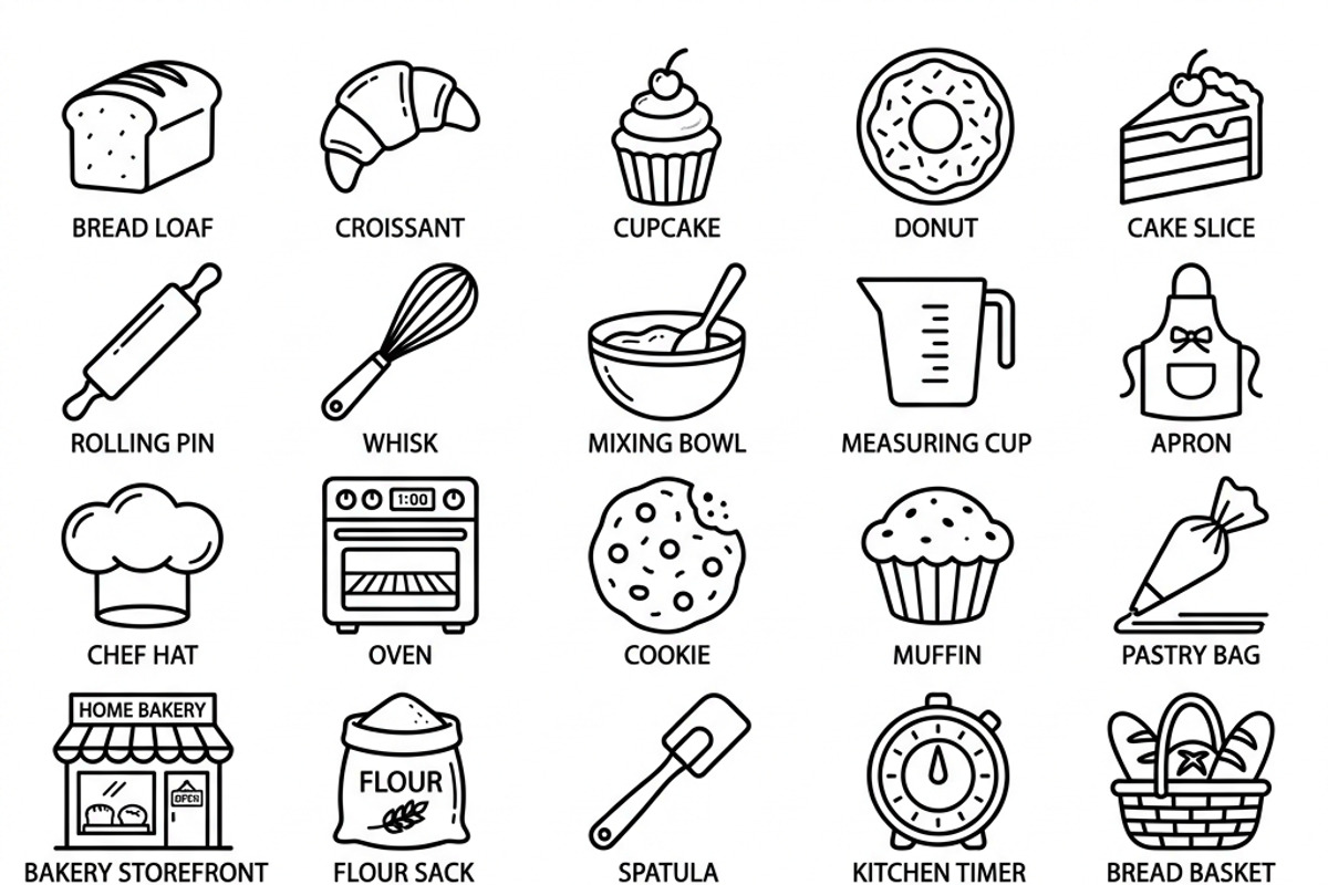 42 Home Bakery Outline Icons, an Outline Icon by adenpinkstore (Photo 1 of 9)