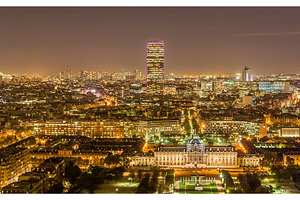 Tour montparnasse and ecole militaire as seen from eiffel tower containing, an Architecture Photo by Leonid Andronov