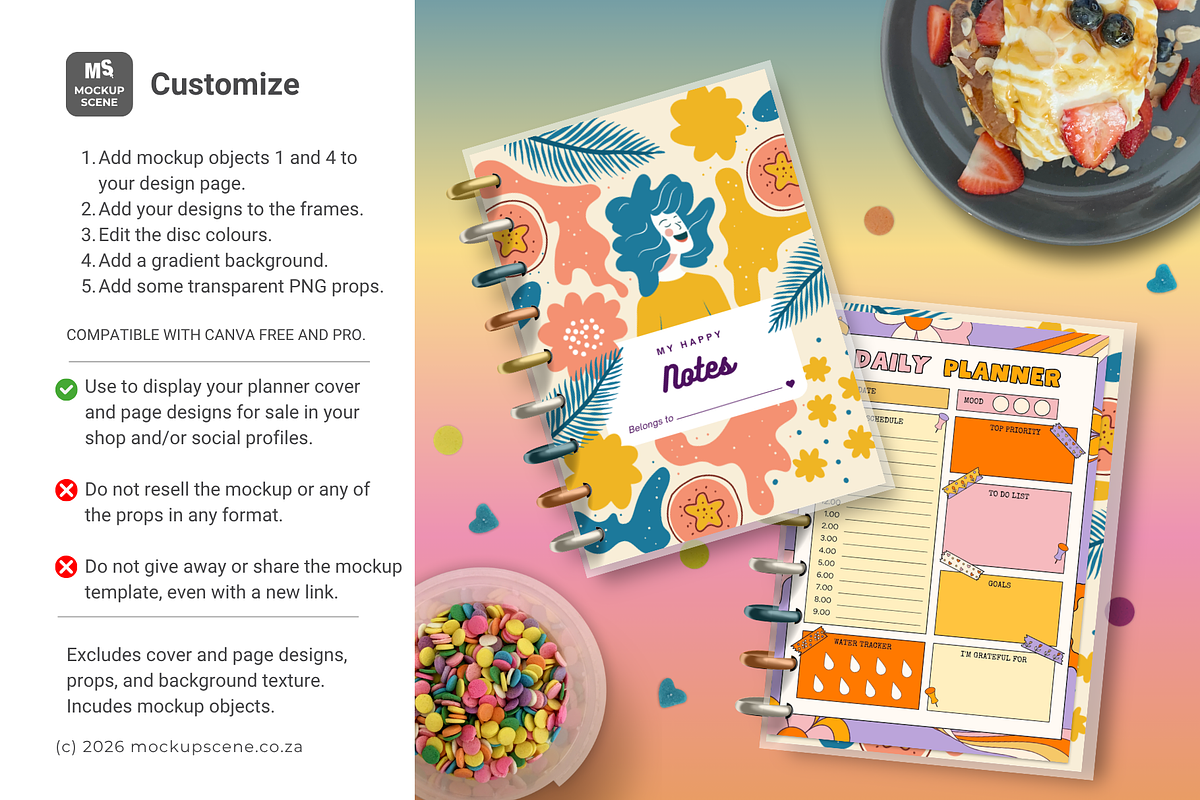 A5 Disc Bound Planner Canva Mockup, a Books & Magazine Mockup by Mockup Scene (Photo 7 of 10)