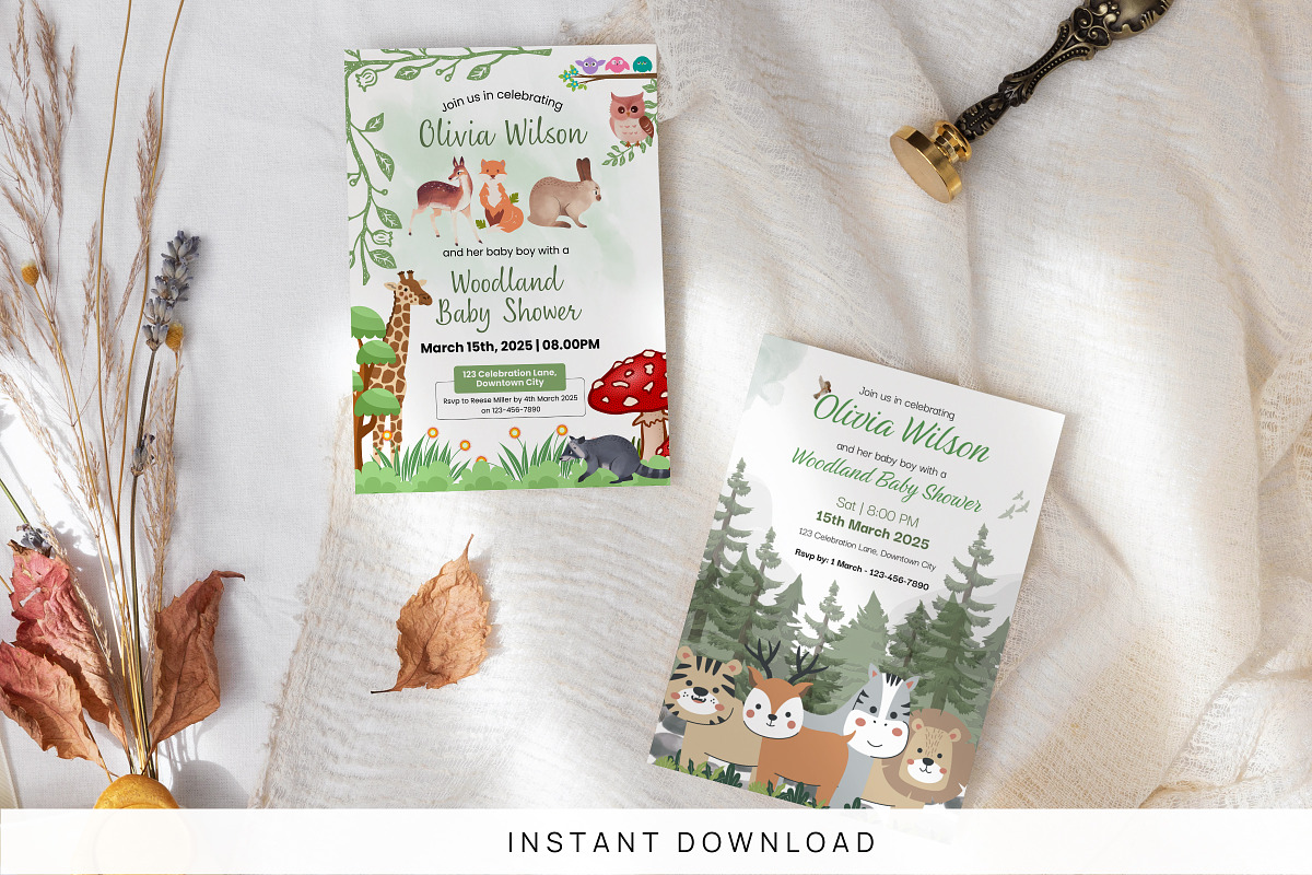 Woodland Boy Shower Invitation Temp, an Invitation Template by Snapybiz (Photo 3 of 11)