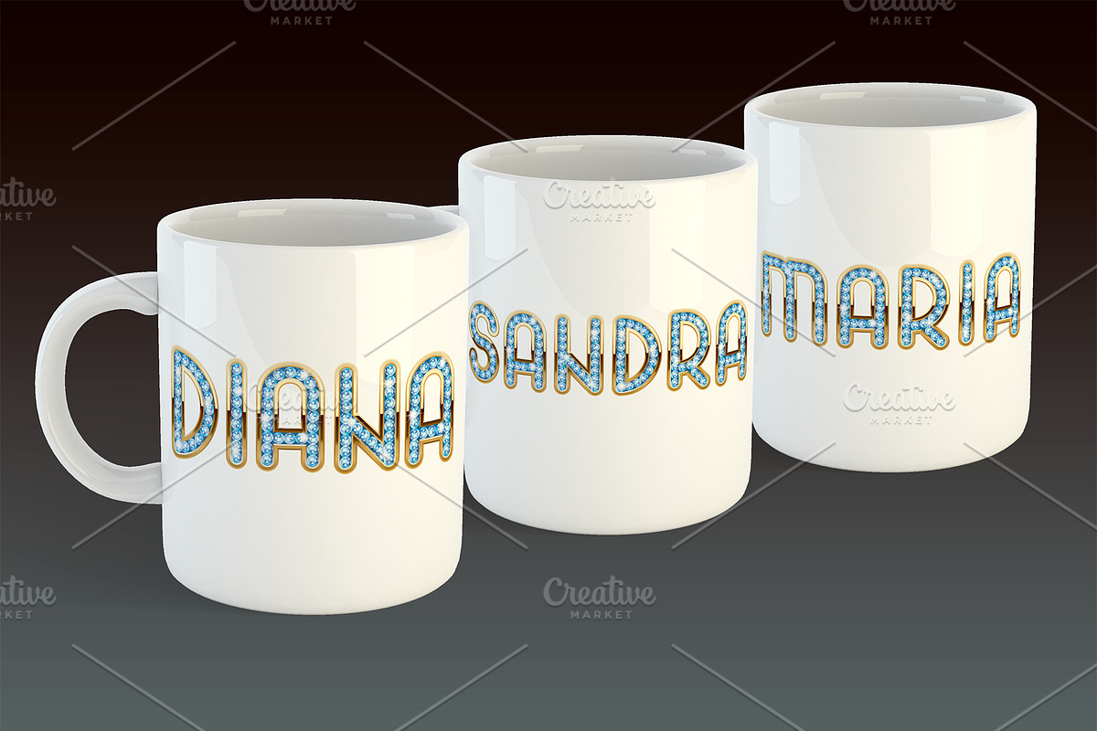 Diamonds and gold - unique font, a Decorative Illustration by Retro Graphic Box (Photo 5 of 7)