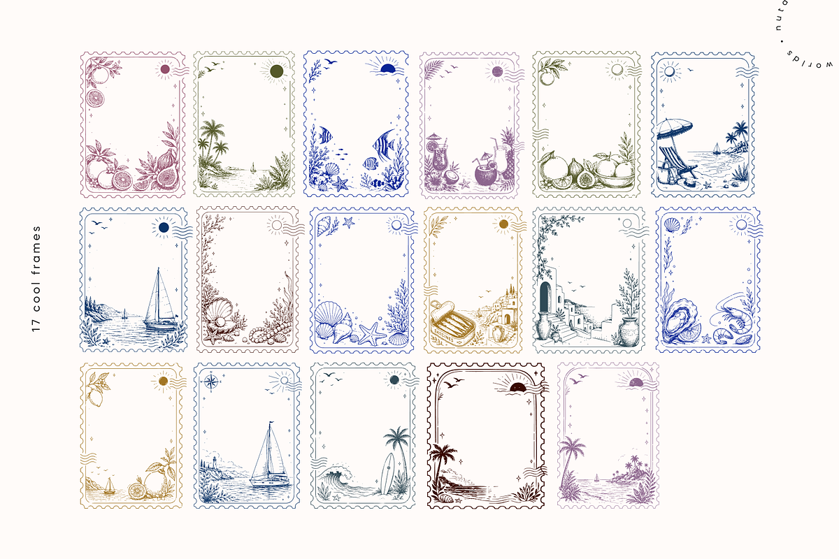 Tropical Vector Stamps & Frames, an Object Graphic by Nutalin Art (Photo 6 of 11)