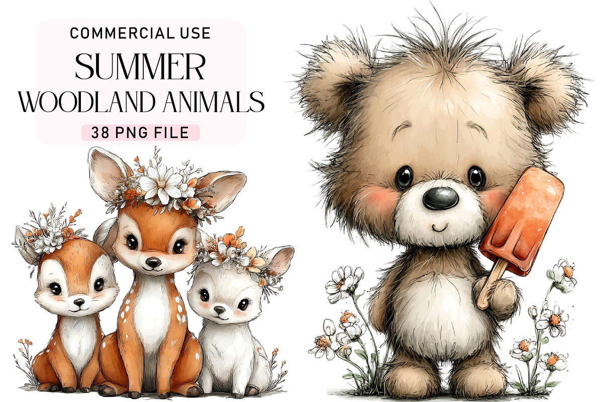 Whimsical Summer Animals Clipart, a Seasonal Illustration by Daily.Designs (Photo 1 of 4)