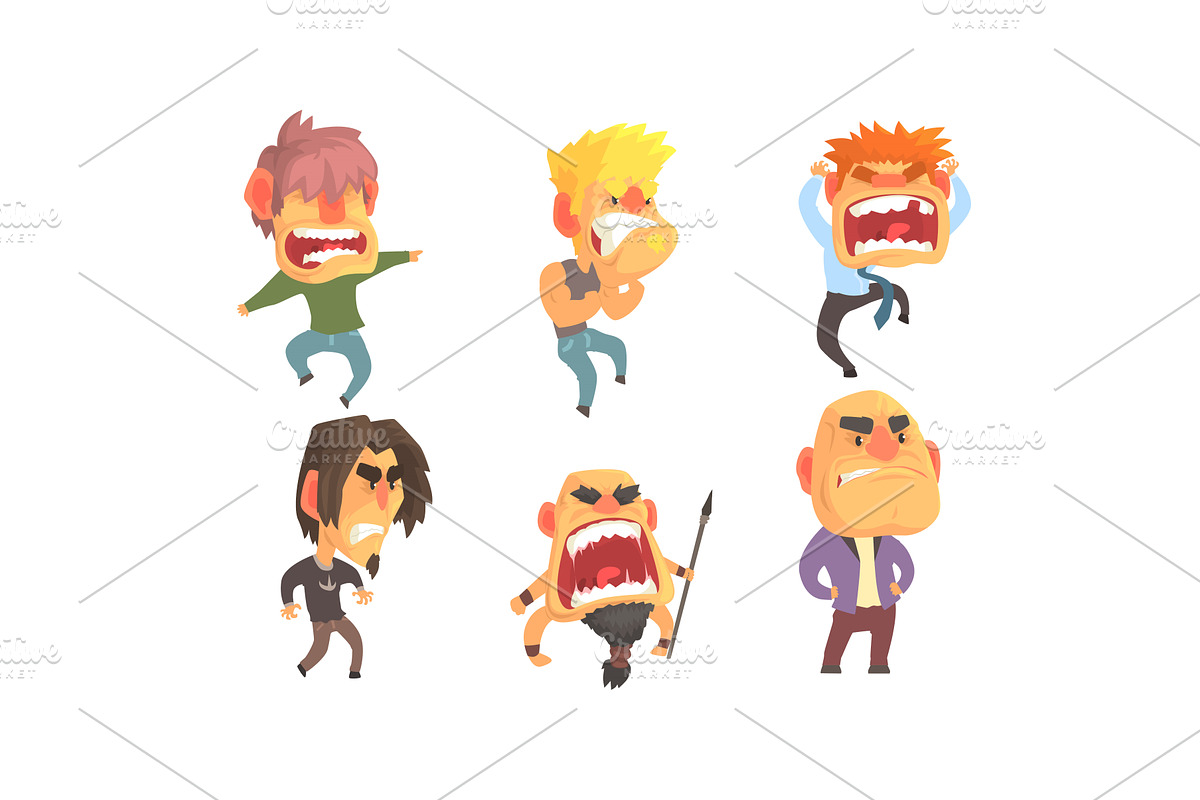 Angry and Exasperated Men Shouting, a Person Illustration by TopVectors