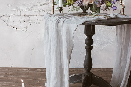 Wedding composition containing flowers, bouquet, and wedding