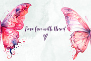 Pink Fantasy Butterflies Watercolor, an Animal Illustration by Loony Dream Designs (Thumbnail 4 of 4)