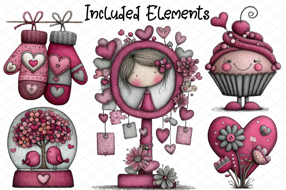 Whimsical Valentine Clipart, an Illustration by cherrydesign (Photo 3 of 4)