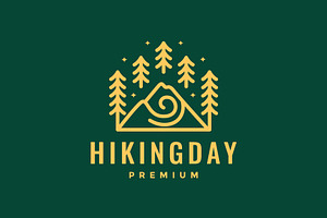 mountain hiking forest trees logo, a Branding & Logo Template by devastd
