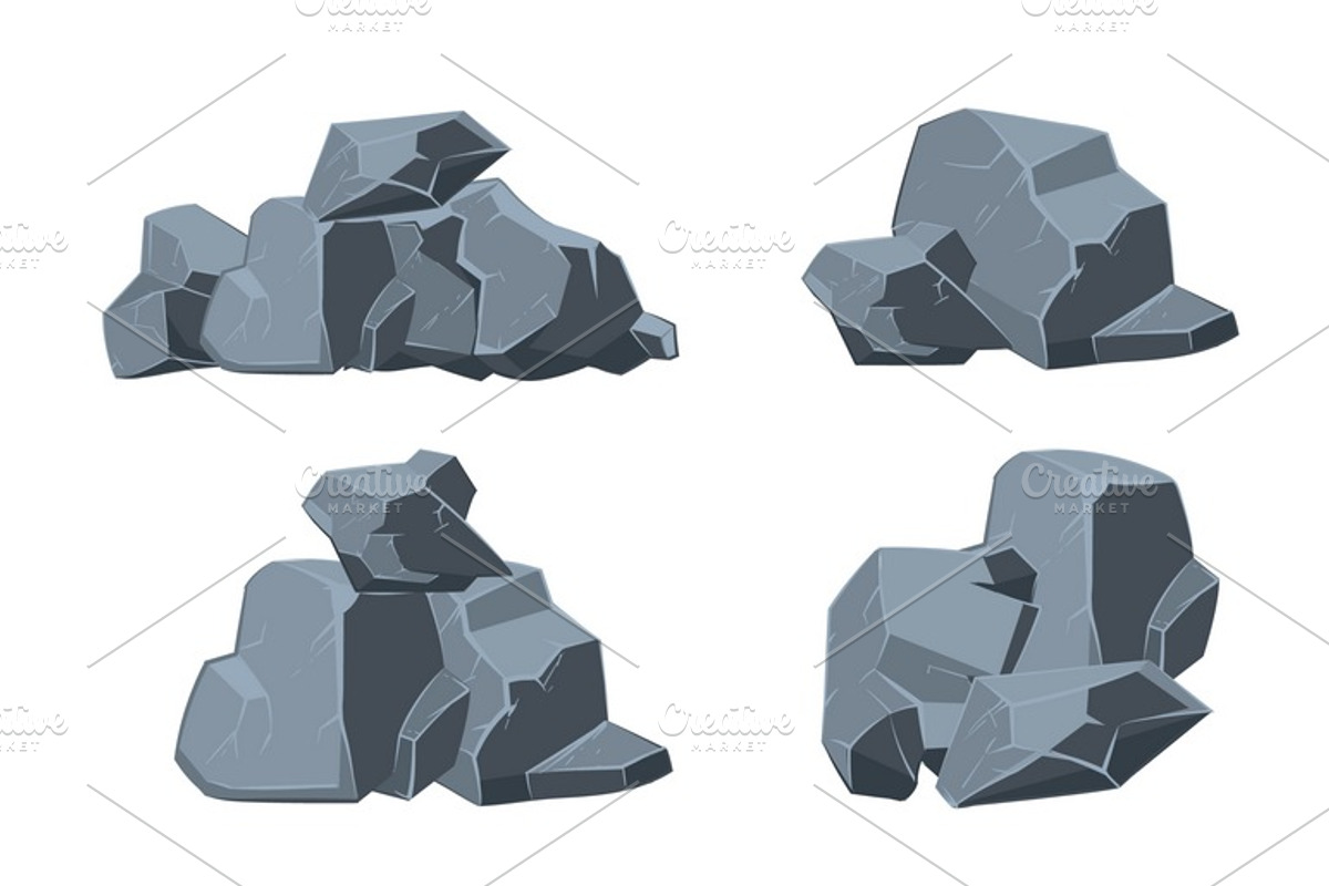 Cartoon stones vector set, a Texture Illustration by Microvector ...