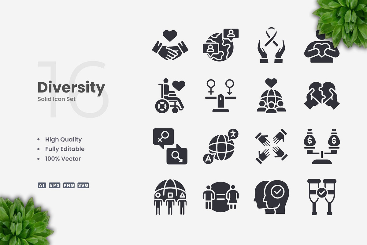 Diversity Solid Icons, an Icon by Upnowgraphic