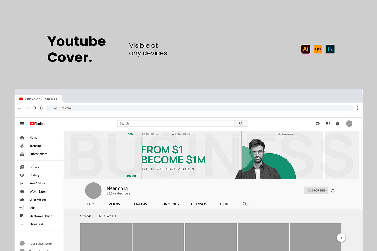 Business Tutor Minimal Youtube Cover, a Social Media Template by Neermana