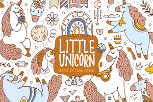 Little Unicorn Vector Clipart Set