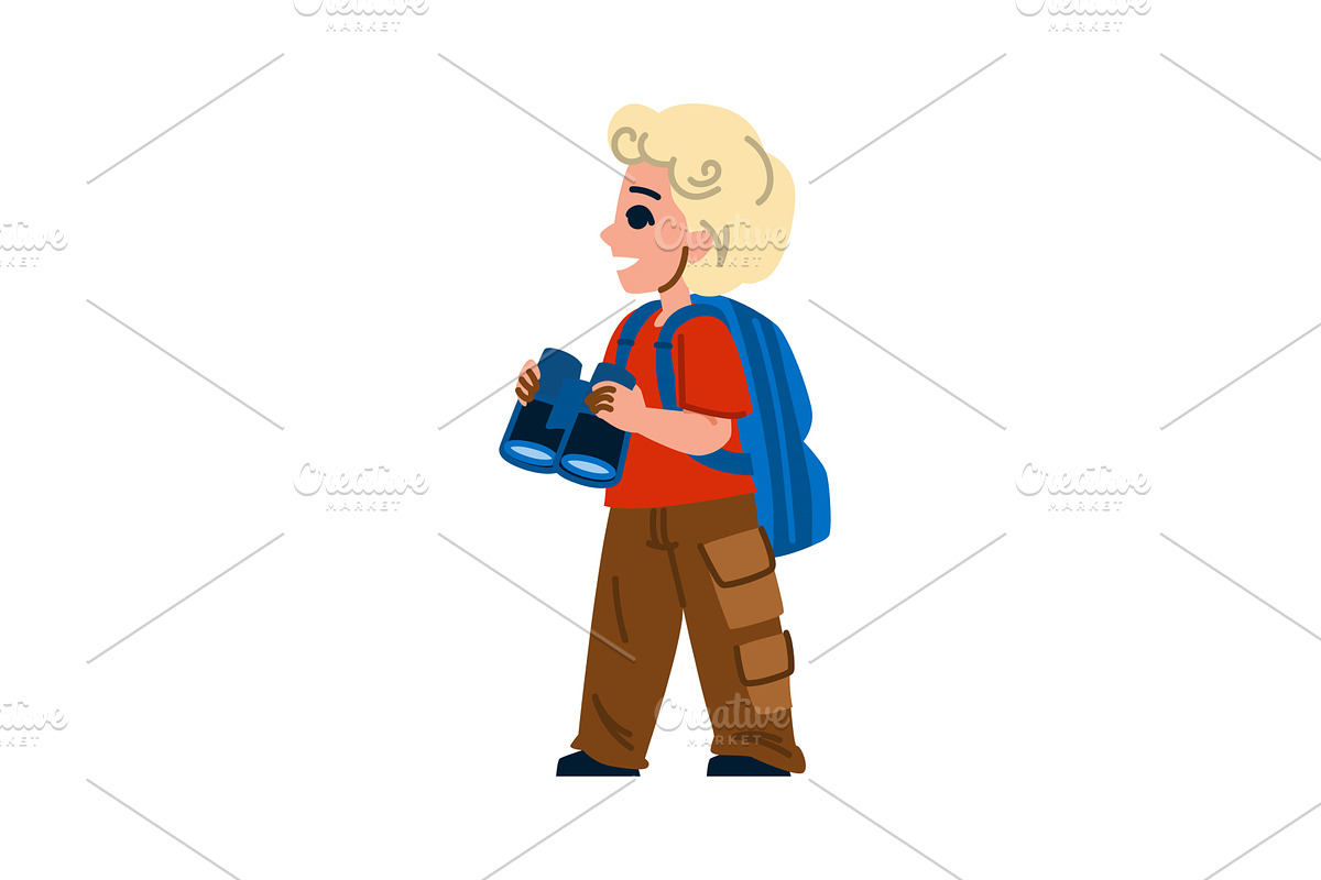 Young explorer observing nature with, an Illustration by pikepicture