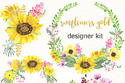 -50% Sunflowers watercolor flowers, a Texture Illustration by LABFcreations (Thumbnail 8 of 11)