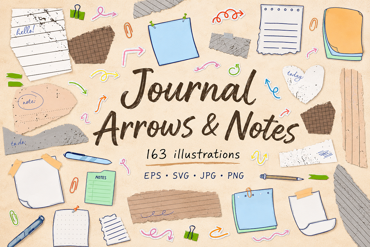 Journal Arrows & Notes, a Decorative Illustration by Anna Studio (Photo 1 of 11)