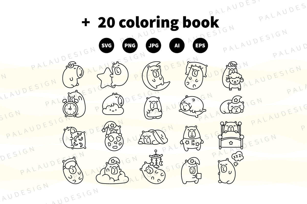 Capybara Sleep Clipart Set, an Animal Illustration by Palau (Photo 9 of 10)