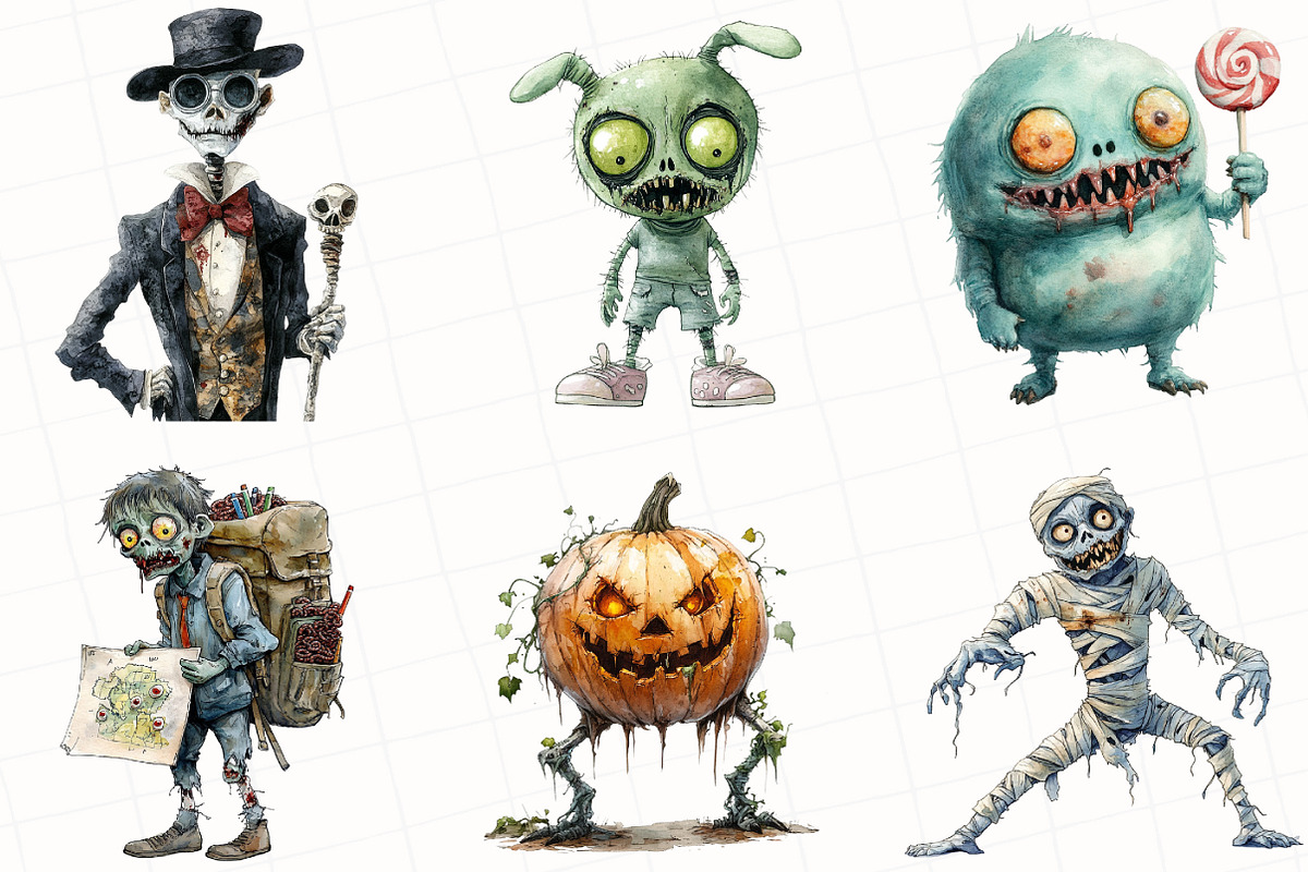 Halloween Zombie Clipart, an Illustration by OK Design (Photo 5 of 5)