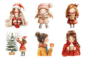 Christmas Coffee Girl Clipart, an Illustration by Daily.Designs (Thumbnail 5 of 5)