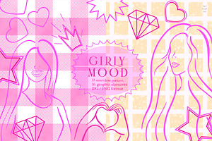 Girly Mood patterns and clipart