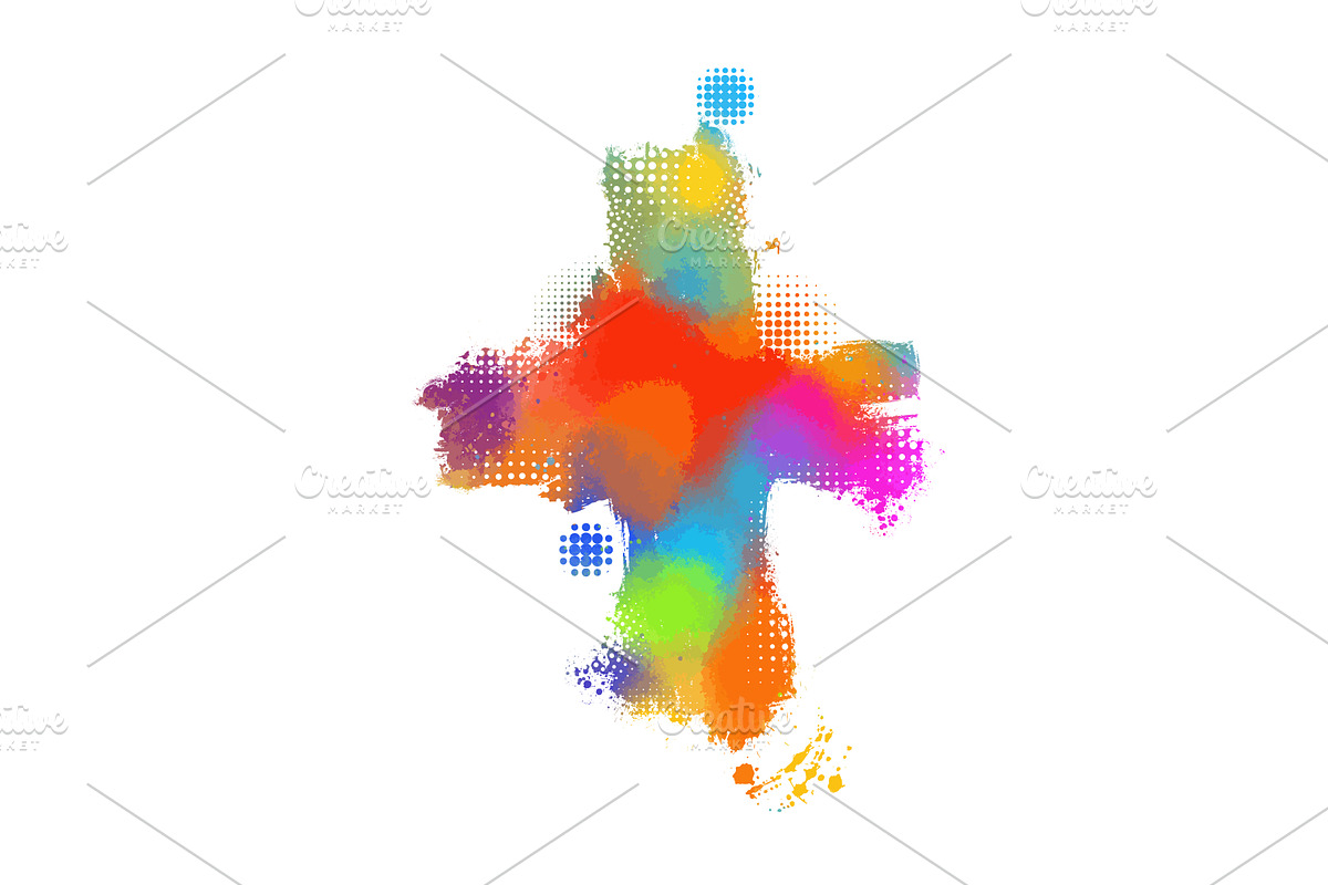 colored cross. Cross made of rainbow, an Illustration by Nenahliadava Design