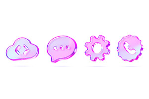 3d set of glass holographic ui icon, a Technology Illustration by Marozhkastudio