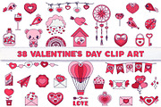 Valentine's Day Retro clip art set, an Illustration by VectoriyA (Thumbnail 1 of 3)