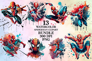 Watercolor Spiderman Clipart