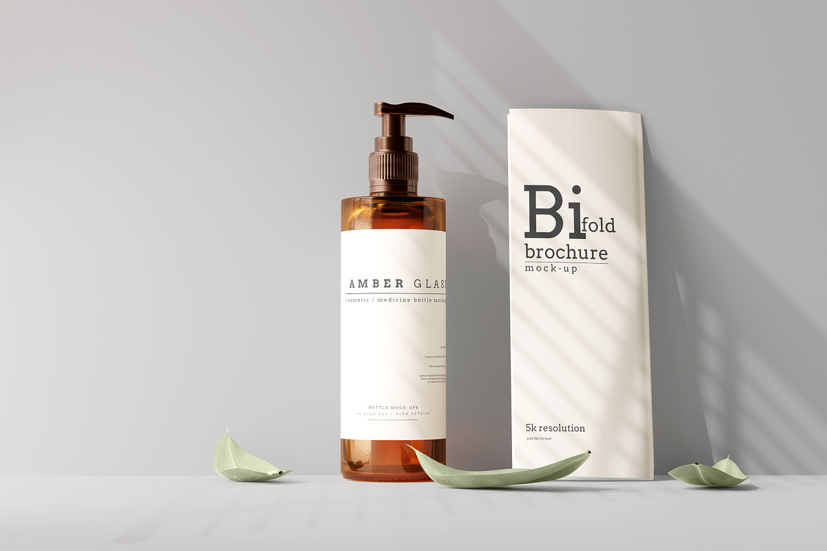 Amber Glass Pump Bottle Mockups, a Cups & Container Mockup by pmvch (Photo 10 of 10)