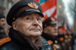 Veteran in military uniform attends, a Photo by Tanuart
