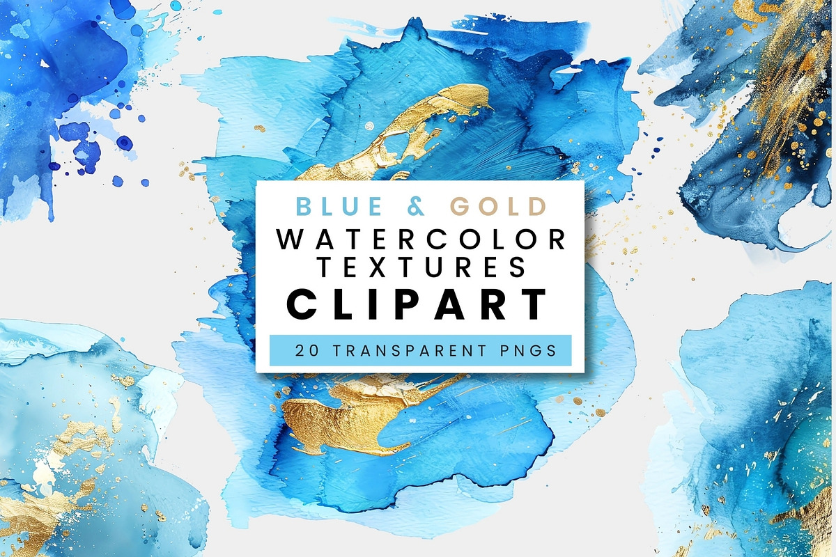 Blue and Gold Watercolor Texture, a Texture Illustration by ClipCraft (Photo 1 of 8)